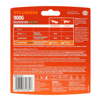 SYLVANIA 35616 SYLVANIA 9006 SilverStar Ultra Halogen Headlight Bulb, 2 Bulbs