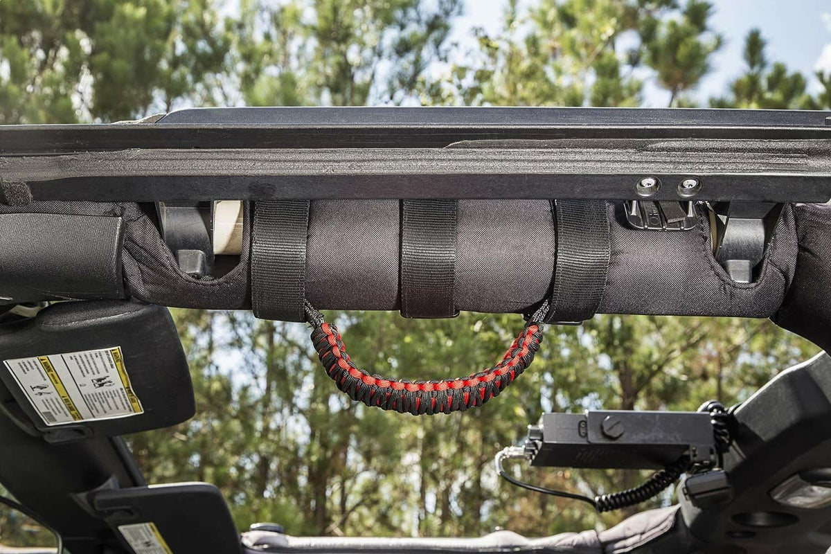 RUGGED RIDGE 13505.31 Rugged Ridge 13505.31 Grab Handle Kit, Paracord, Red/Black; 55-Current Jeep CJ/Wrangler/Gladiator