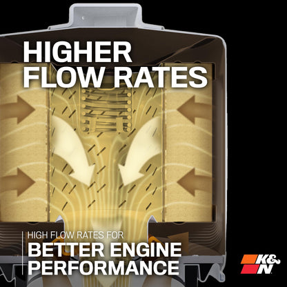 K&N FILTER HP-1017 K&N Oil Filter: 20,000 Mile Engine Protection with Wrench Off Nut, HP-1017