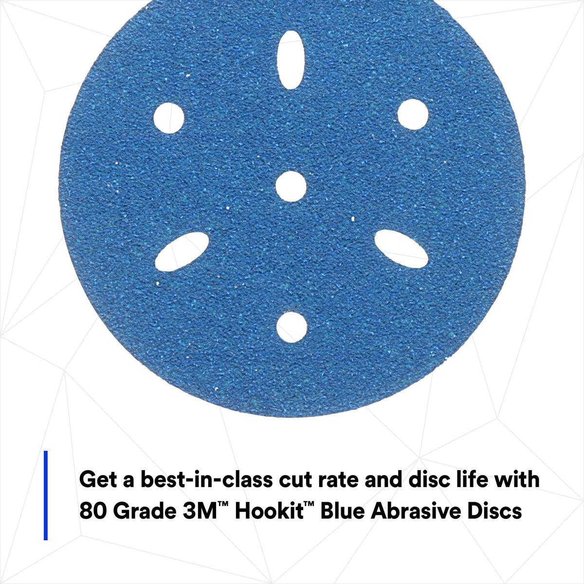 3M 36142 3M Hookit Blue Abrasive Disc, 321U, 36142, 3 in, 80+ Grade, Multi-Hole