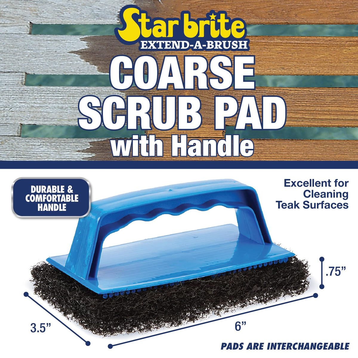 STAR BRITE 040131 Star Brite 040131 SCRUB PAD WITH HANDLE (COARSE) (BLA