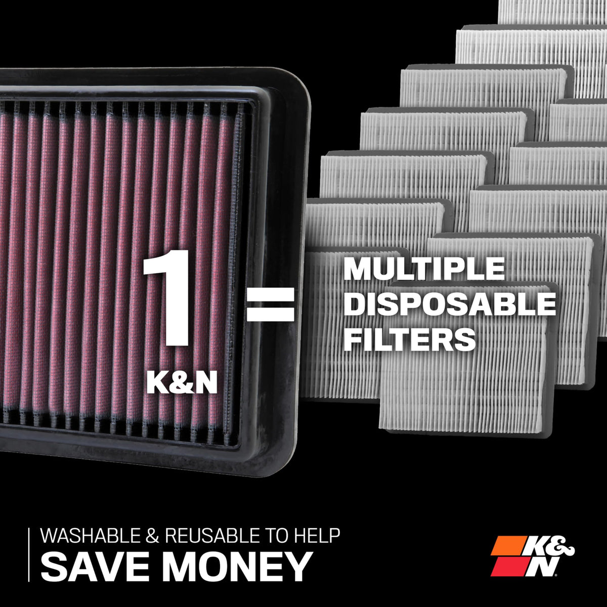 K&N FILTER 33-2473 K&N High-Flow Original Lifetime Engine Air Filter: Washable, 33-2473