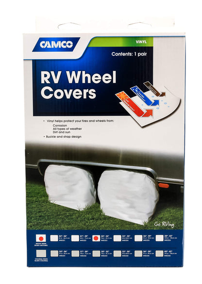 CAMCO 45323 Camco 45323 Vinyl Wheel & Tire Protector, 2 Pack (30 inches-32 inches, White)