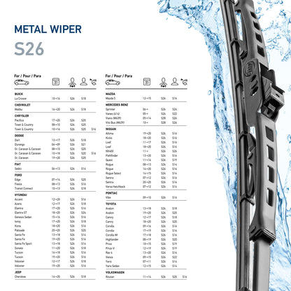 HELLA 858083261 Hella OE Quality 26 Inch All Seasons Streak-Free Rubber Standard Wiper Blade (Single Blade) fits select Chevrolet Chrysler Dodge Ford Hyundai Jeep Mercedes-Benz Nissan Toyota Volkswagen / 398114026