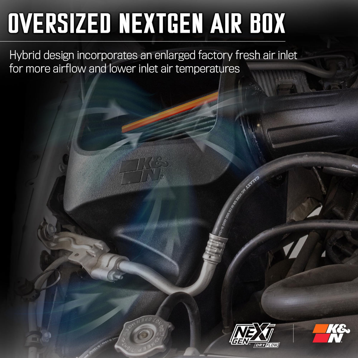 K&N FILTER 50-1561D K&N NextGen Cold Air Intake System: Dry-Flow Cotton Filter: Compatible with 2009-2023 DODGE/Ram 1500; 1500 Classic; 2500; 3500; 50-1561D