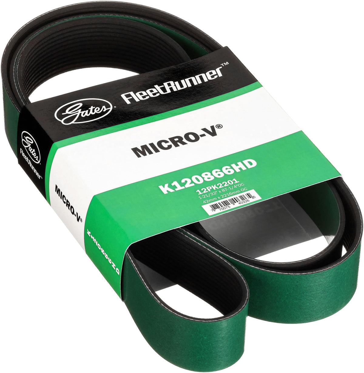 Gates K120866HD FleetRunner Micro-V Serpentine Drive Belt