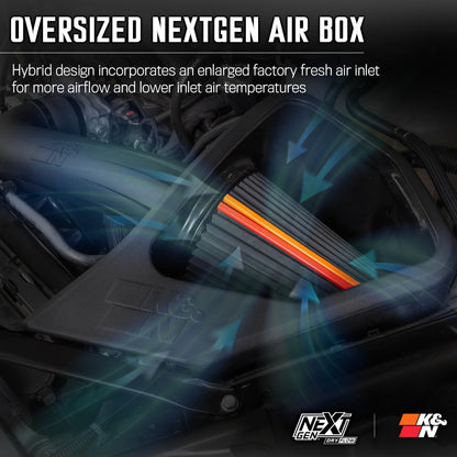 K&N FILTER 50-3110D K&N NextGen Cold Air Intake System: Dry-Flow Cotton Filter: Compatible with 2019-2025 CADILLAC/CHEVROLET/GMC Escalade; Silverado 1500; Suburban; Tahoe; Sierra 1500; Yukon; Yukon XL; 50-3110D