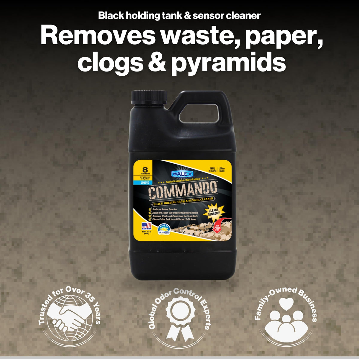 WALEX CMDOLQ32 Walex Commando Liquid RV Tank Sensor Cleaner Restores Function, 32 oz