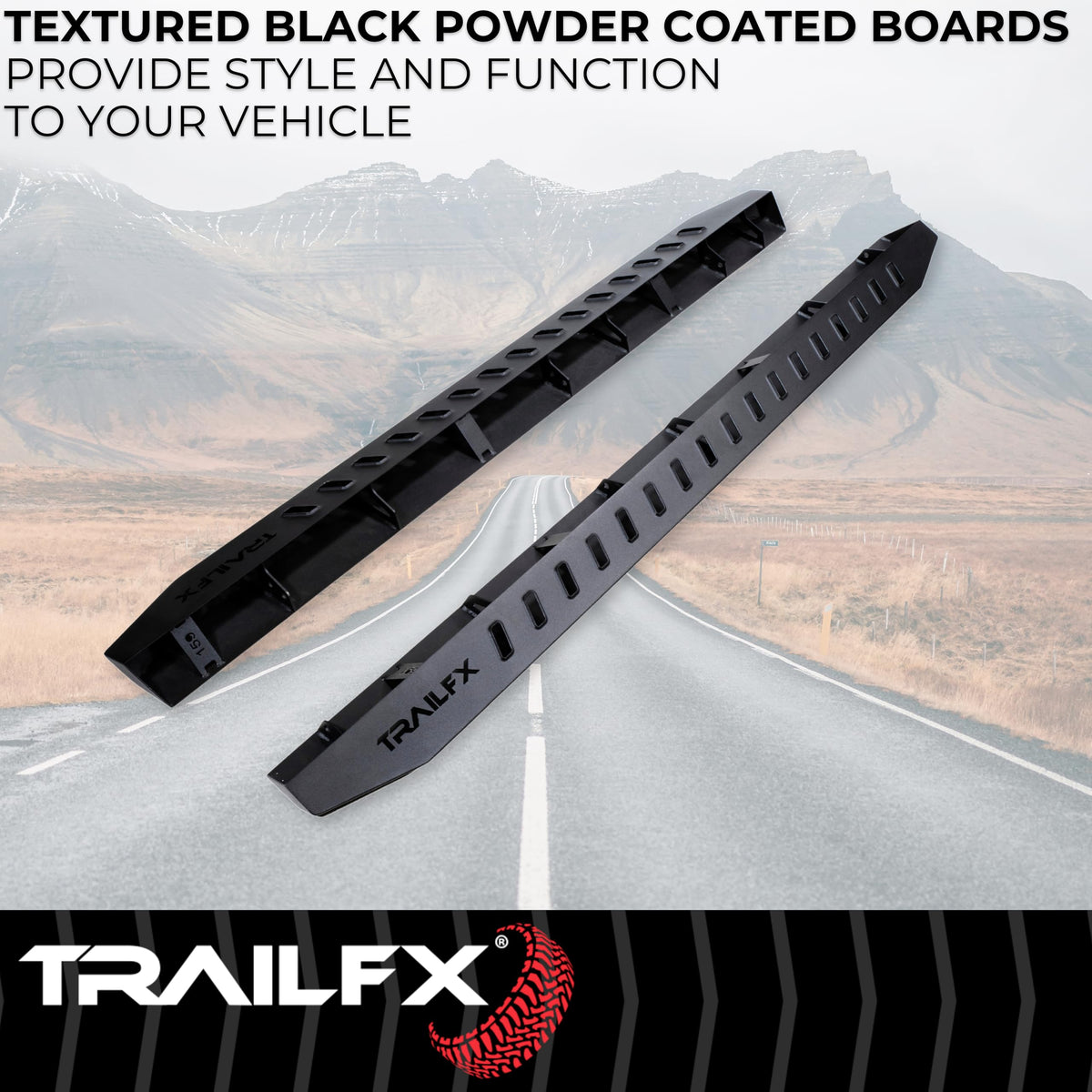 TRAILFX ORB002 TrailFX Overland Running Board for Ford Bronco 2021-2025 Matte Black Powder Coated Steel Bolt On Set of 2 Nerf Bars TrailFX ORB001