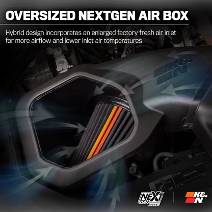 K&N FILTER 50-1583D K&N NextGen Diesel Dryflow Cold Air Intake: Compatible with 2019-2024 RAM; 2500; 3500; 50-1583D