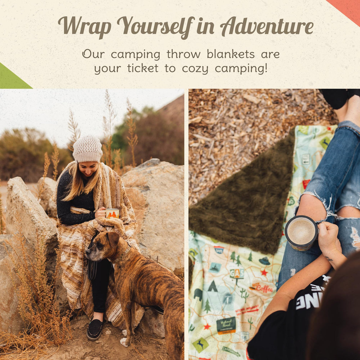 CAMP CASUAL CC-008BP Camp Casual Throw Blanket for Camping - Plush Reversible Camping Blanket for Indoor & Outdoor Settings - Machine Washable Soft Blanket - 100% Polyester Cozy Blanket with Retro-Inspired Patterns