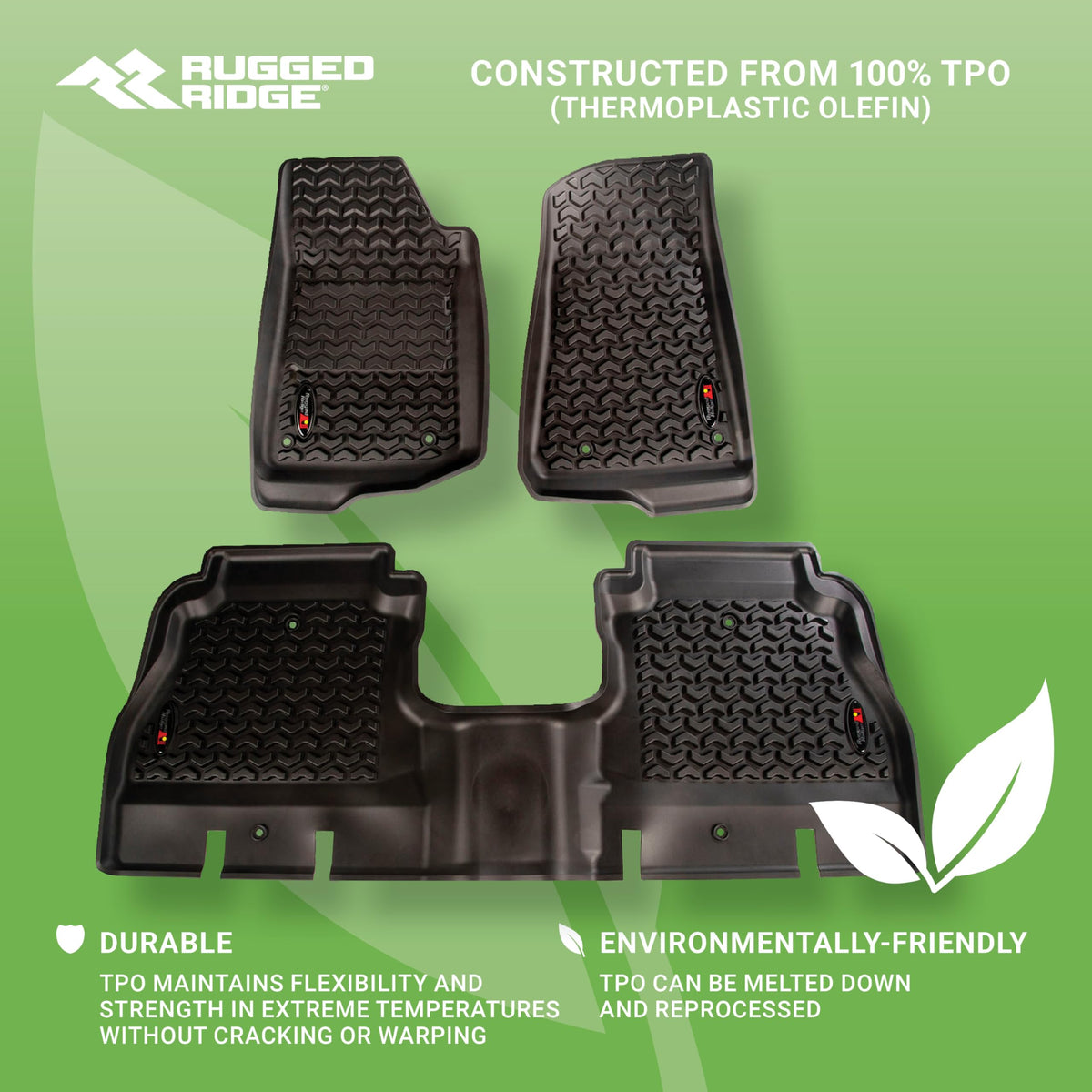 RUGGED RIDGE 12987.44 Rugged Ridge Floor Liner Set for Jeep Gladiator JT |Black | 12987.44 | Fits 2020-2024 Jeep Gladiator JT
