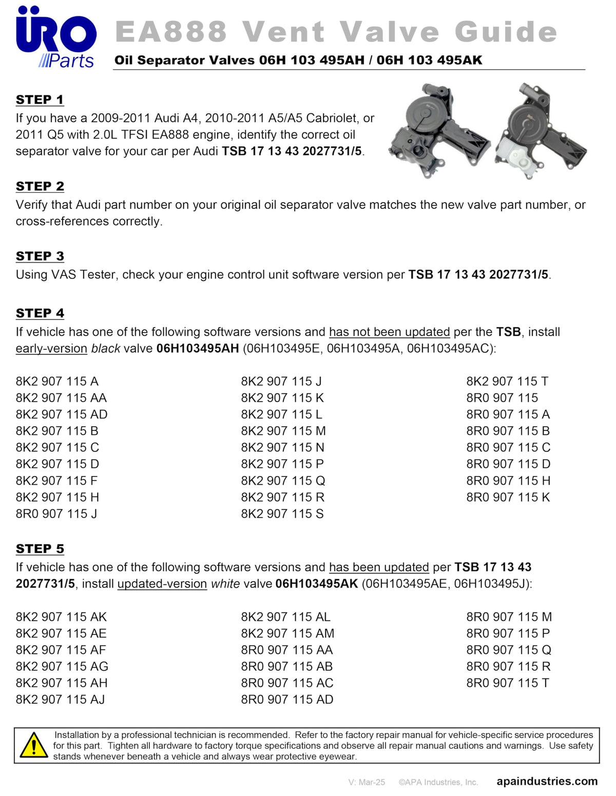 URO PARTS 06H103495AK URO Parts 06H103495AK Oil Separator, BLACK & WHITE VERSION