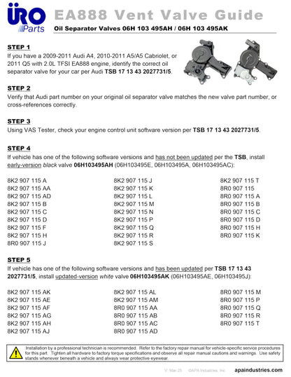 URO PARTS 06H103495AK URO Parts 06H103495AK Oil Separator, BLACK & WHITE VERSION