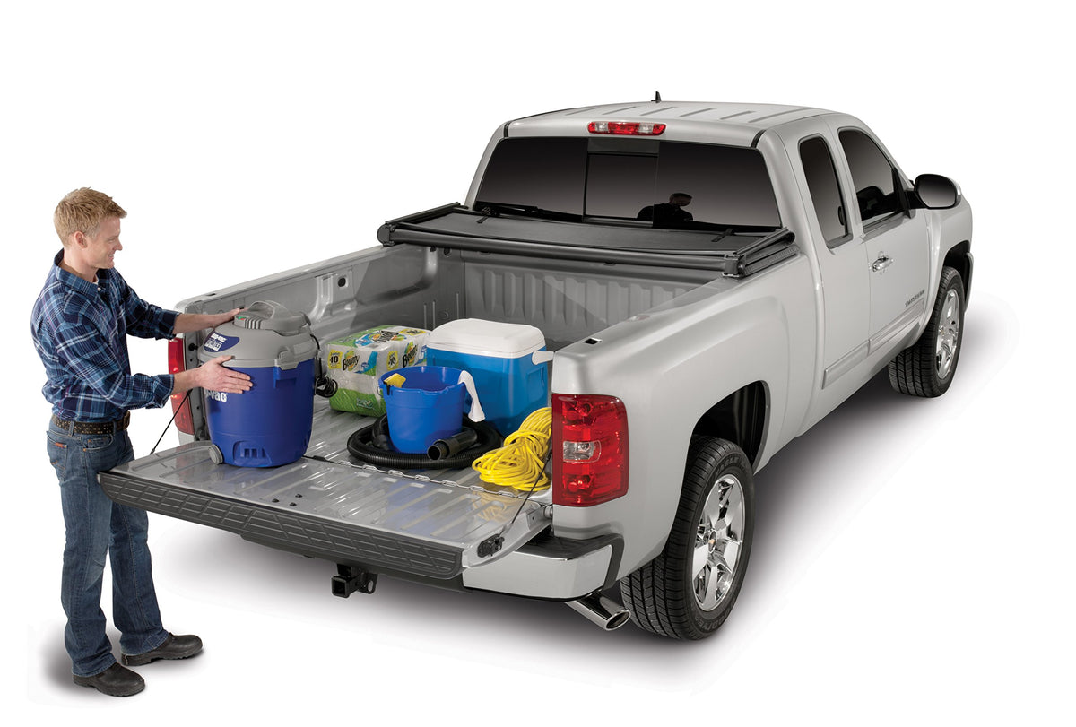 TRAILFX TFX3316 TrailFX Soft Tri-Fold Tonneau Cover for Ford F-250 Super Duty 8 Foot Bed 2017-2026 Black Vinyl with Aluminum Rails Lockable Tailgate Handle Clamp-On Installation Weather Resistant TrailFX TFX3316