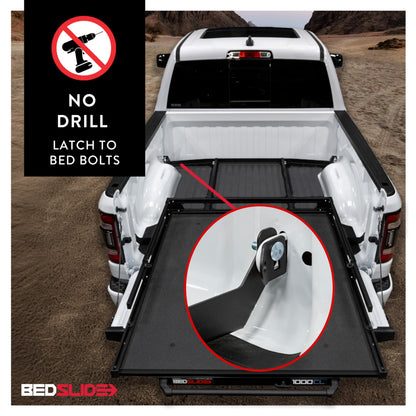 BEDSLIDE BSA-GM58-2023 Bedslide No-Drill Truck Bed Brackets, for Truck Bed Organizer, Fits Chevy Colorado and GMC Canyon, Years 2023-2024, 5’ Truck Bed, Black