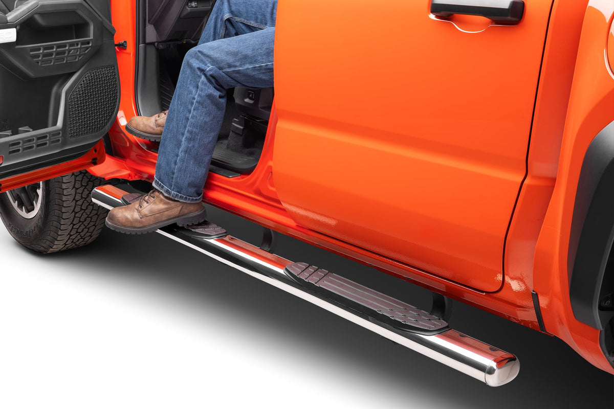 GO RHINO 104443280PS Go Rhino 4" Oval 1000 Series Sidesteps & Brackets | Cab Length, Polished Stainless Steel | 104443280PS | Fits 2024 Toyota Tacoma Double Cab