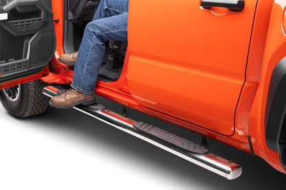 GO RHINO 104443280PS Go Rhino 4" Oval 1000 Series Sidesteps & Brackets | Cab Length, Polished Stainless Steel | 104443280PS | Fits 2024 Toyota Tacoma Double Cab