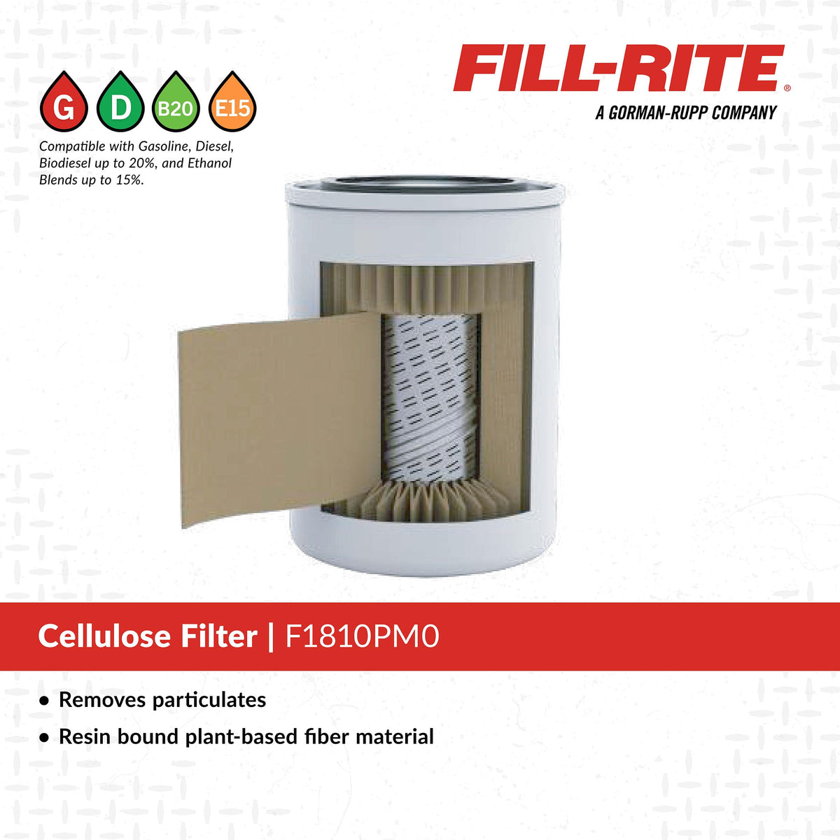 FILL RITE F1810PM0 Fill-Rite F1810PM0 3/4" 18 GPM (68 LPM) 10 Micron Particulate Spin-On Fuel Filter