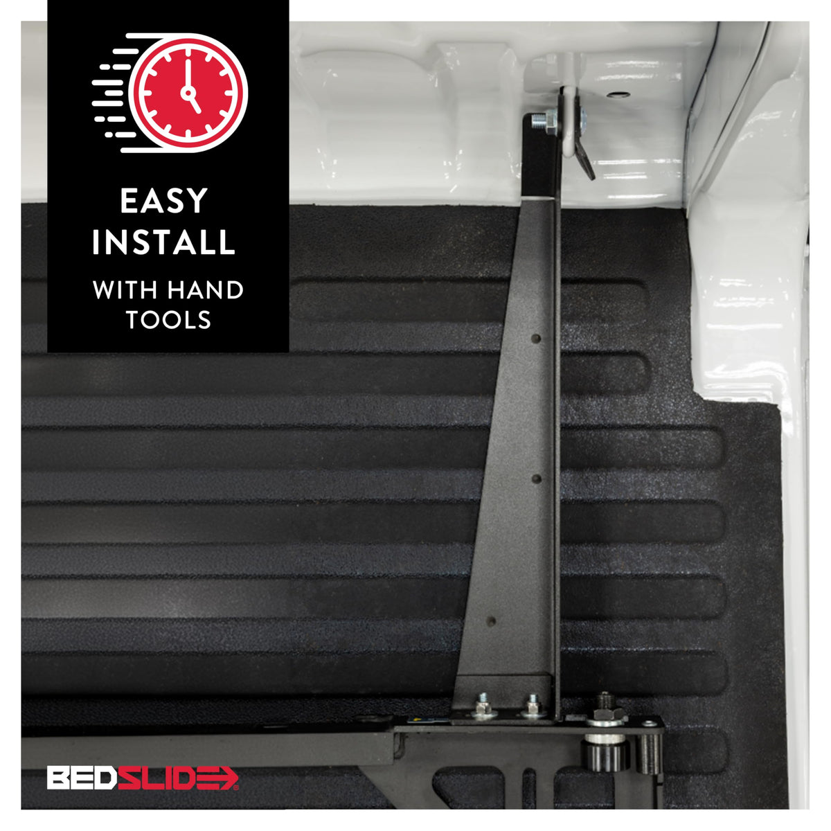BEDSLIDE BSA-GM58-2023 Bedslide No-Drill Truck Bed Brackets, for Truck Bed Organizer, Fits Chevy Colorado and GMC Canyon, Years 2023-2024, 5’ Truck Bed, Black