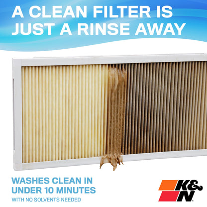 K&N FILTER HVC-12020 K&N 20x20x1 HVAC Furnace Air Filter, Lasts a Lifetime, Washable, Merv 11, the Last HVAC Filter You Will Ever Buy, Breathe Safely at Home or in the Office (Actual Size 19.6 x 19.6 x 0.8 in), HVC-12020