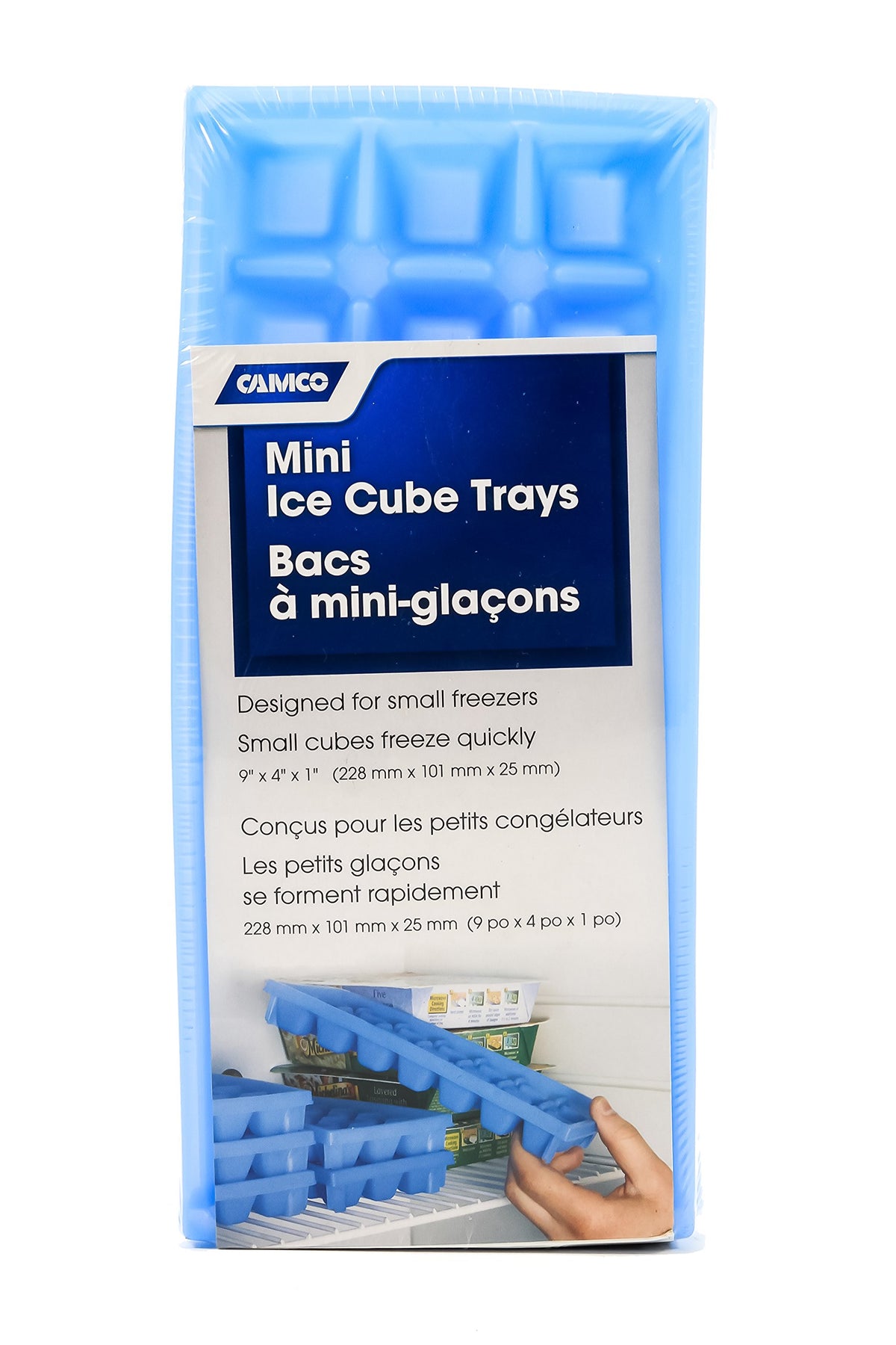 CAMCO 44100 Camco Stackable Miniature Ice Cube Tray for Compact Spaces, 2-Pack (44100), Blue