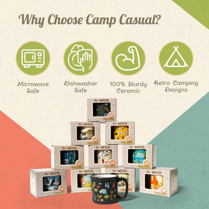 CAMP CASUAL CC-004VB Ceramic Coffee Mug - 15 oz Retro Inspired Camping Mug - for Hot & Cold Drinks - Works as a Tea, Soup, & Coffee Mug - Stylish, Versatile, & Microwaveable Camping Coffee Mugs by Camp Casual