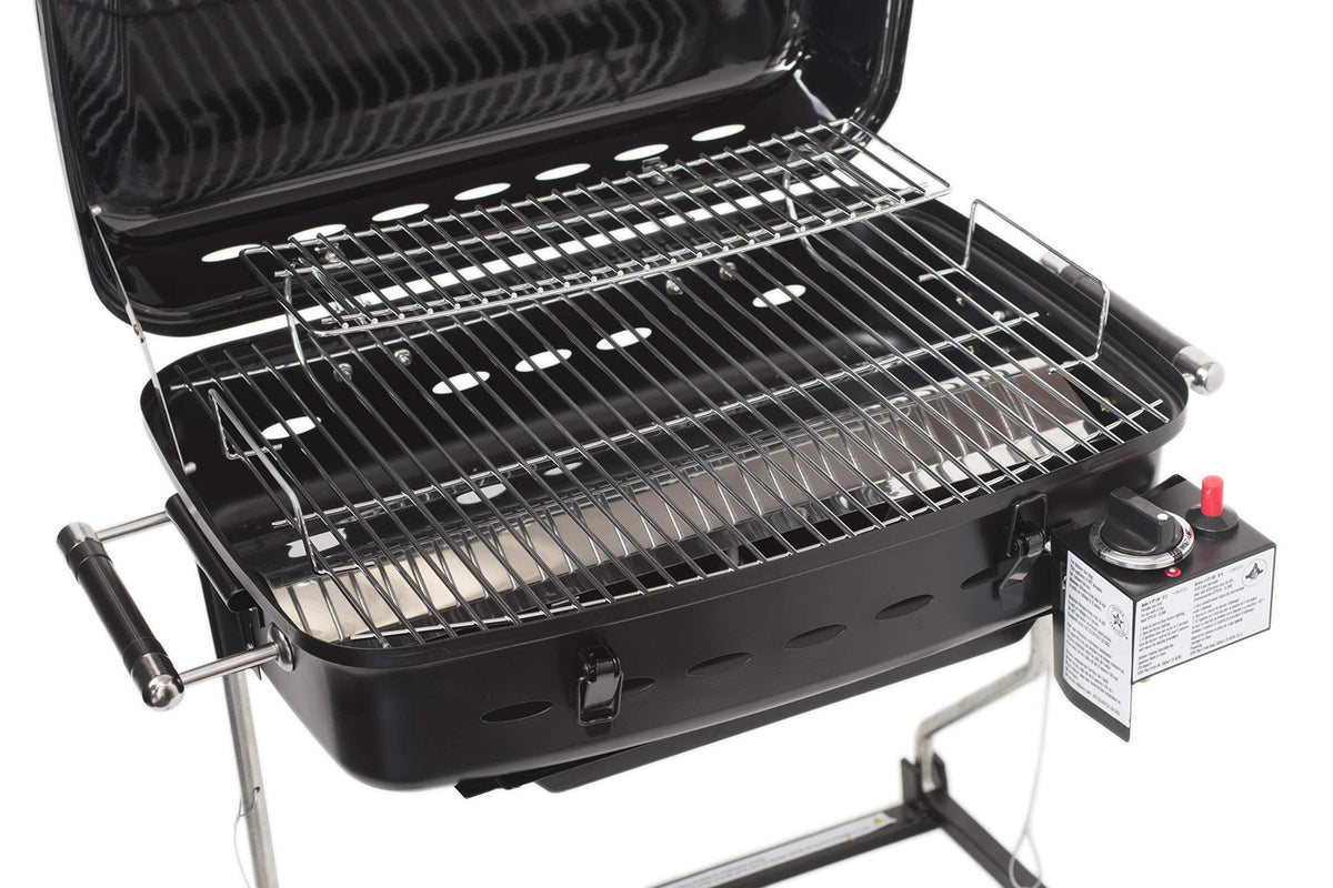 FLAME KING YSN-HT-500 Flame King - YSNHT500 RV Or Trailer Mounted BBQ - Motorhome Gas Grill - 214 Sq Inch Cooking Surface - Adjustable Flame Controller, Black