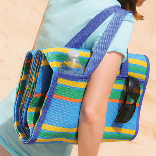 CAMCO 42805 Camco Handy Mat with Strap - Perfect for Picnics, Beaches, RV and Outings - Blue/Green - 60" x 78" (42806)