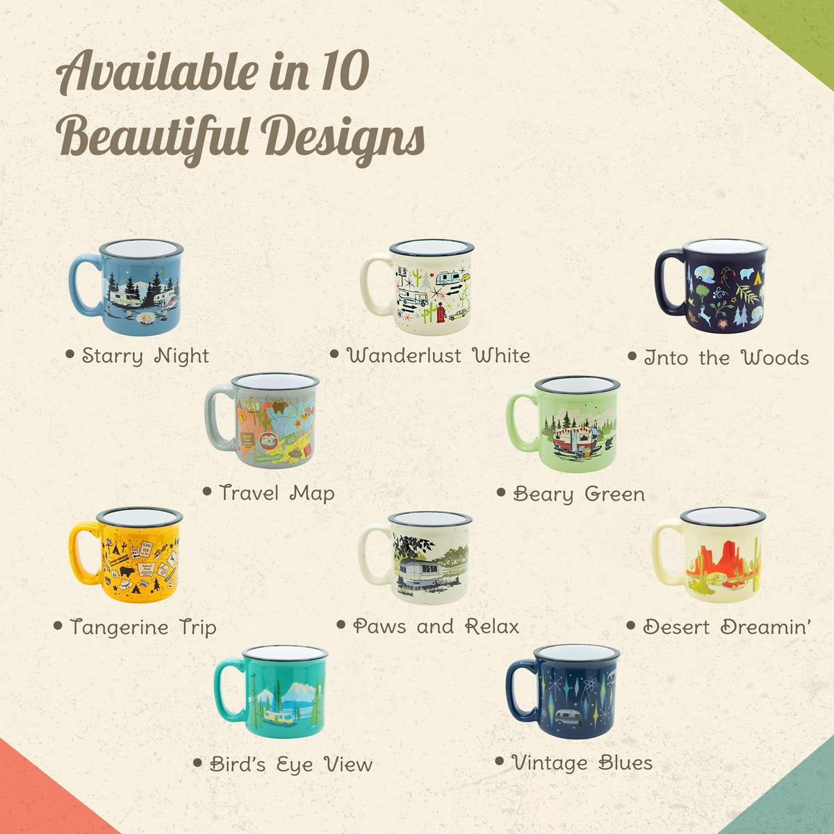 CAMP CASUAL CC-004TL Camp Casual Ceramic Coffee Mug - 15 oz Retro Inspired Camping Mug - for Hot & Cold Drinks - Works as a Tea, Soup, & Coffee Mug - Stylish, Versatile, & Microwaveable Camping Coffee Mugs
