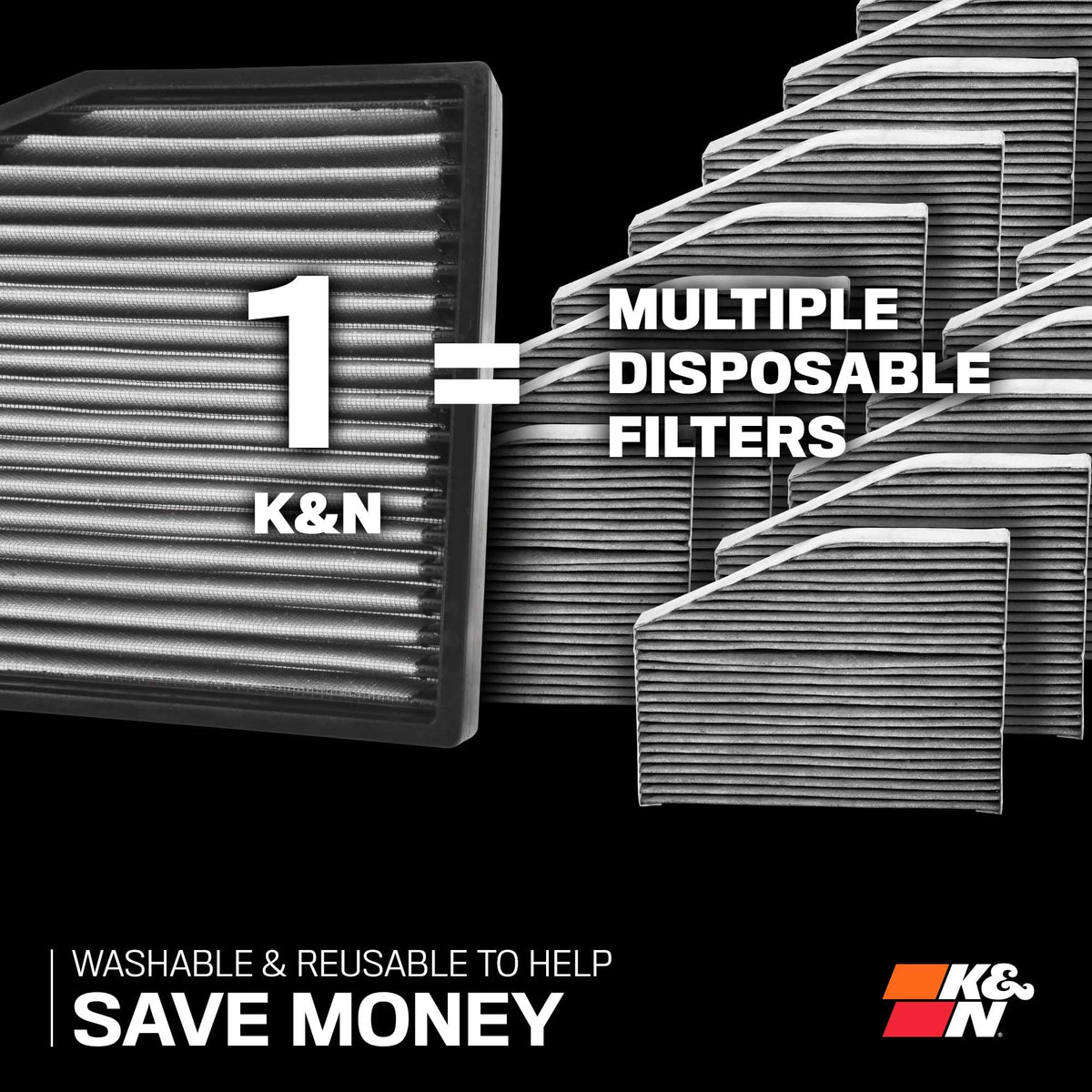 K&N FILTER VF2086 K&N LIFETIME Cabin Air Filter: Washable, Clean Air for your Cabin, VF2086