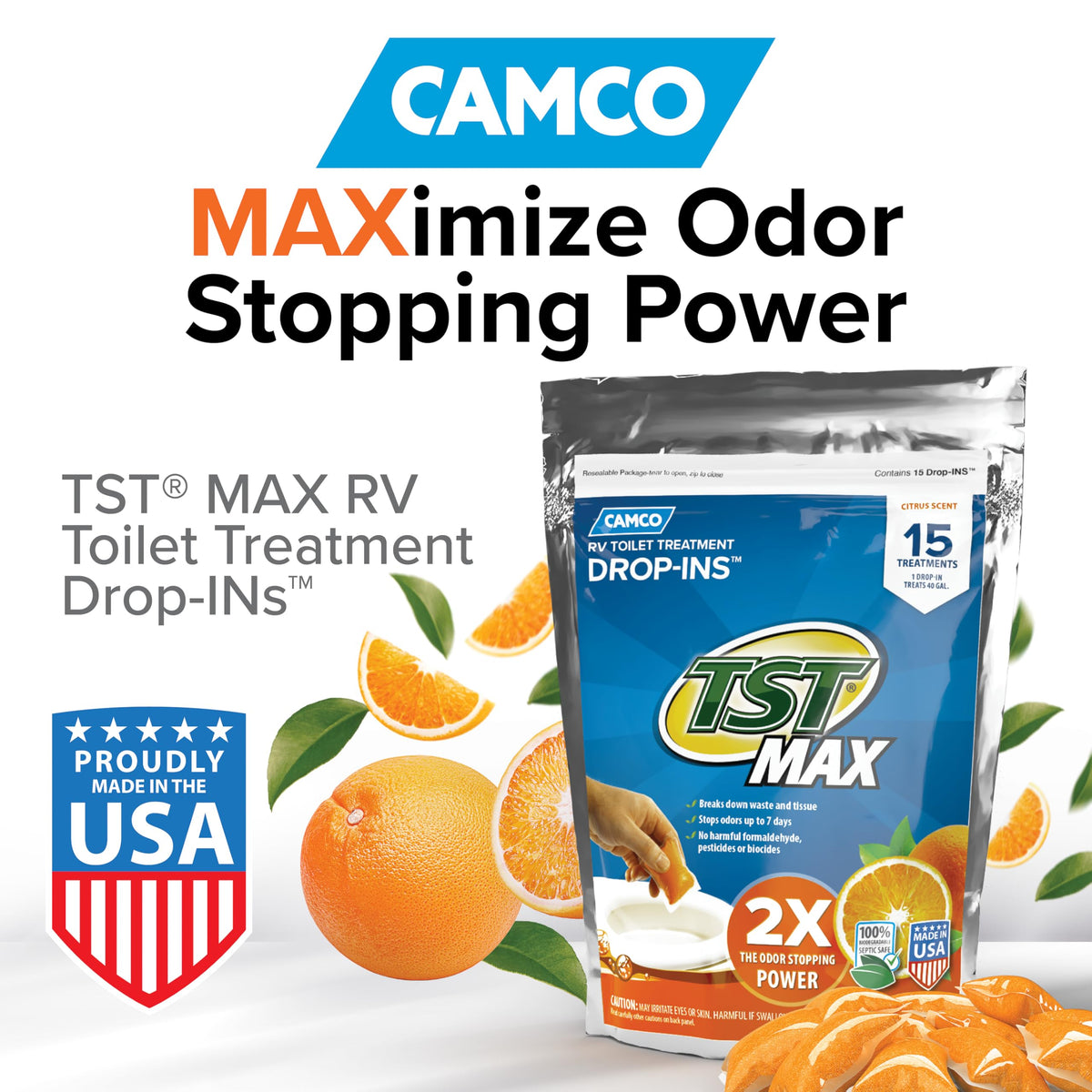 CAMCO 41189 Camco TST MAX RV Toilet Treatment Drop-IN - Made in the USA