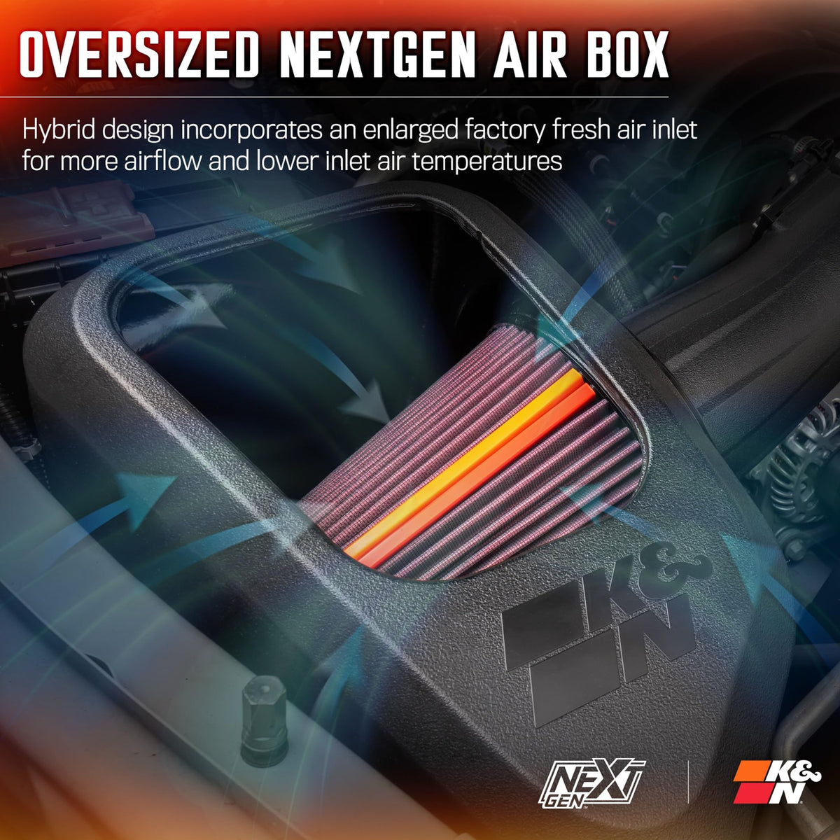 K&N FILTER 50-3103 K&N NextGen Cold Air Intake System: High-Flow Cotton Filter: Compatible with 2020-2025 Chevrolet/GMC: Silverado 2500 & 3500, Sierra 2500 & 3500, 50-3103