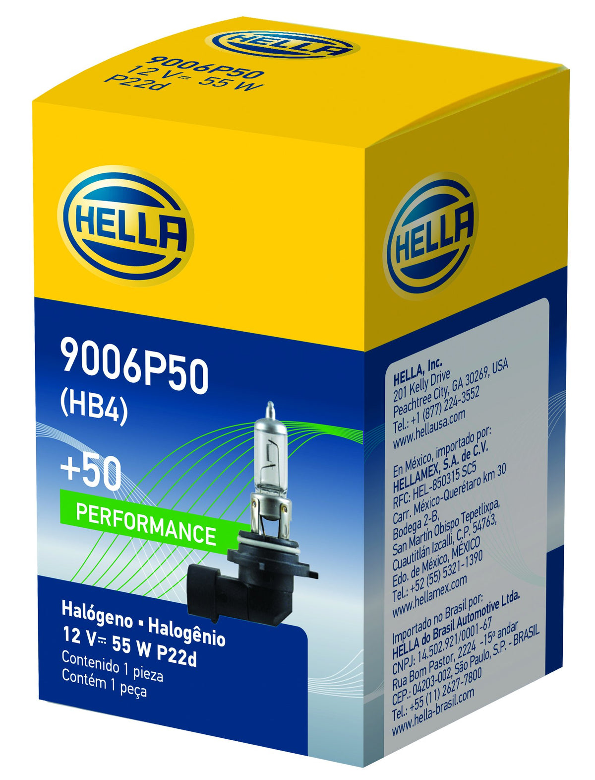 Hella 9006P50 +50 Performance Bulb, 12V, 55W