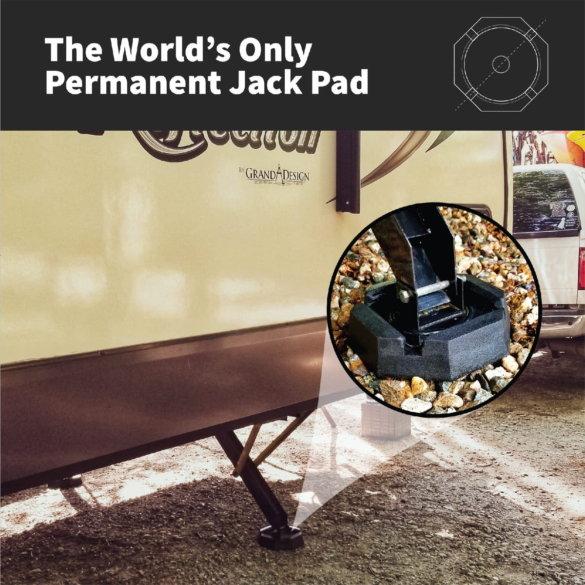 SNAPPAD XTRS5SP4 SnapPad Xtra RV Leveling Pads - Permanent Jack Stabilizers for RVs - 5" Square Leveling Jack Pads for LCI Leveling System - Heavy Duty Replacement for Blocks - Made in The USA (Square 5 4-Pack)