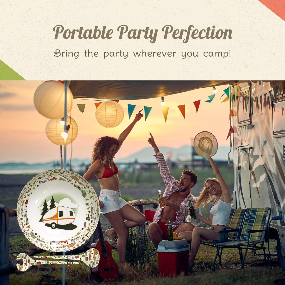 CAMP CASUAL CC-003 Camping Bowl with Servers Set - 11.8” x 11.8” Melamine Bowls for Salads, Popcorn, Fruits & More - BPA Free, Top Shelf Dishwasher Suitable Dinnerware Set for Indoor & Outdoor Dining by Camp Casual