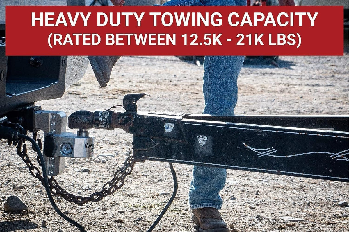 WEIGH SAFE WS8-2.5-KA Weigh Safe Adjustable Trailer Hitch Ball Mount - 8" Drop Hitch for 2.5" Receiver w/ 2 pc Keyed Alike Lock Set, Premium Aluminum Trailer Tow Hitch w/ Built in Weight Scale for Anti Sway, 18,500 lbs GTW