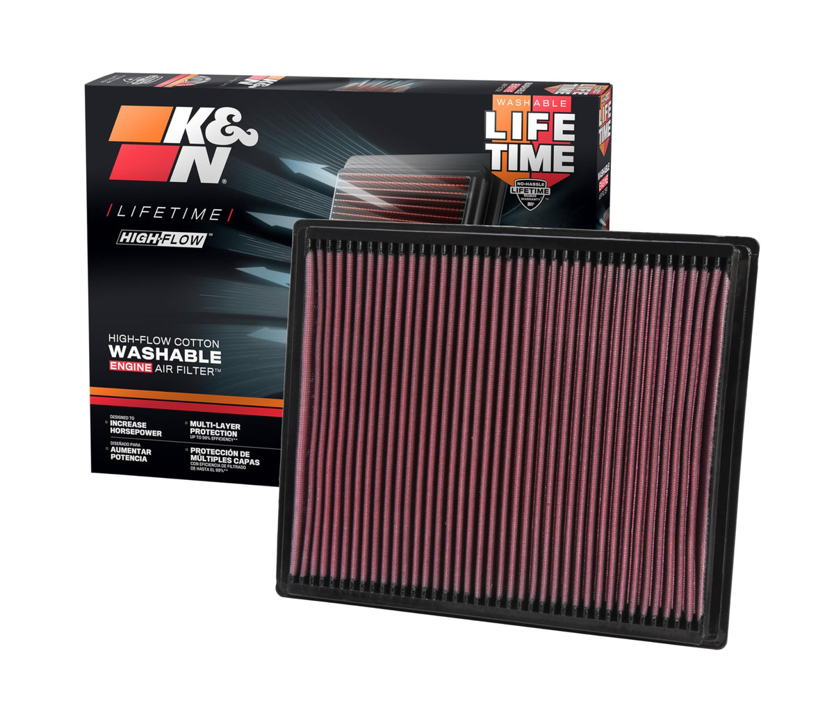 K&N 33-2286 High-Flow Original Lifetime Engine Air Filter