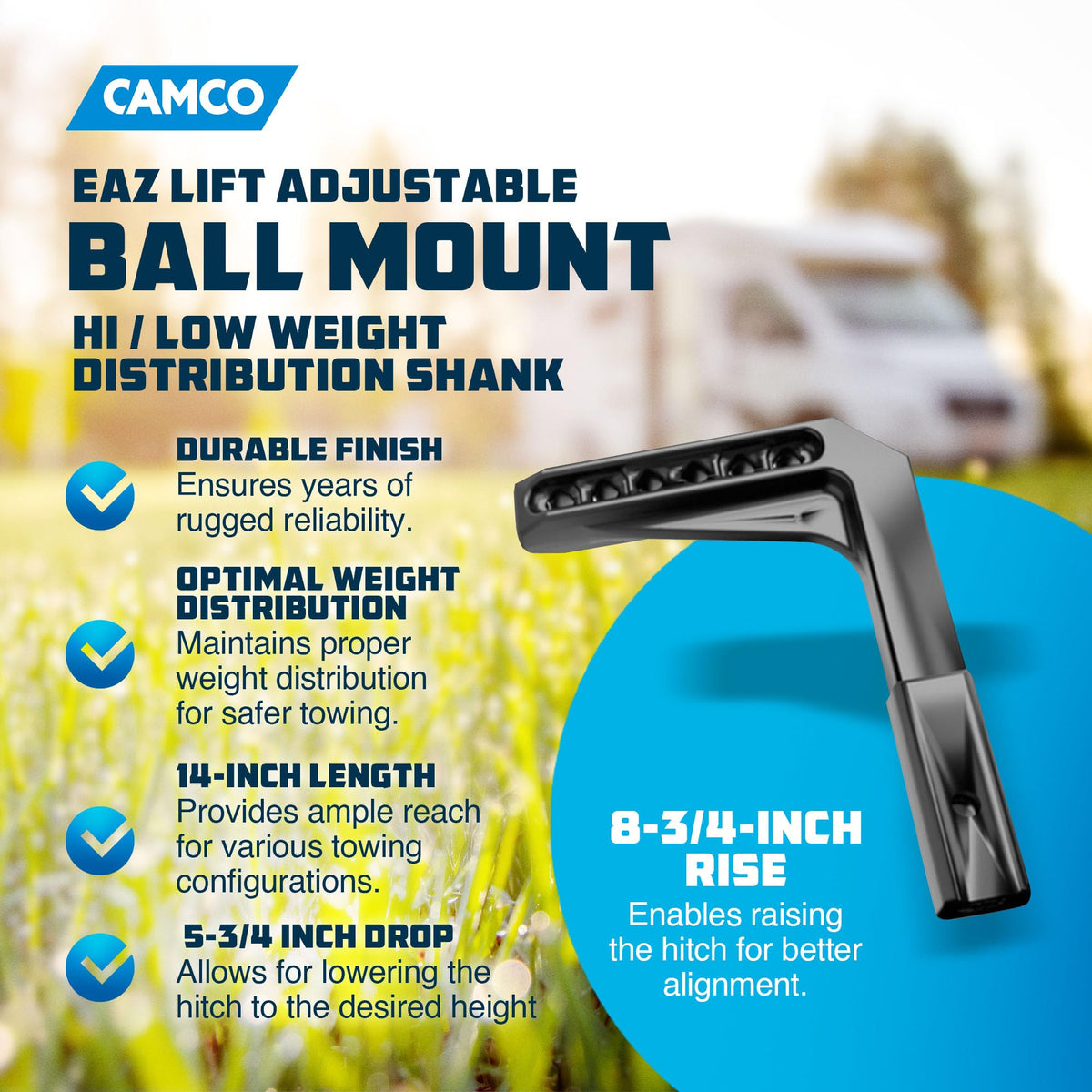 CAMCO 48131 Eaz-Lift Camco 14 x 5.75 x 8.75 in. RV Weight Distribution Steel Shan w/Powder Coated Finish for Automobile Chassis Body & Suspension Lift Kits, Black