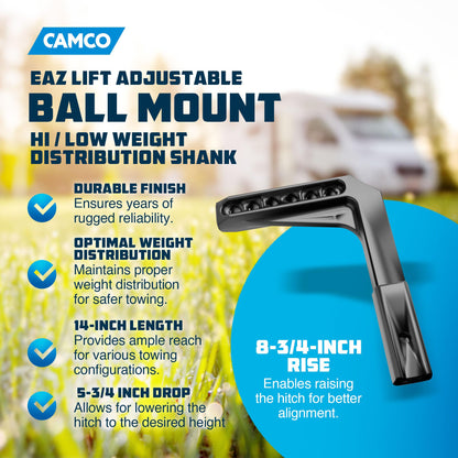 CAMCO 48131 Eaz-Lift Camco 14 x 5.75 x 8.75 in. RV Weight Distribution Steel Shan w/Powder Coated Finish for Automobile Chassis Body & Suspension Lift Kits, Black