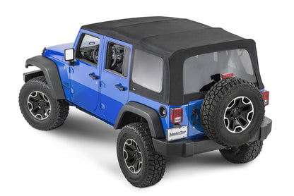 MASTERTOP 15601435 MasterTop Full Hardware Soft Top in Black Diamond Sail Cloth Fits or is compatible with 2007-2018 Jeep JK Wrangler 4 Dr Includes all bows, Dr surrounds and Tinted Glass 15601435