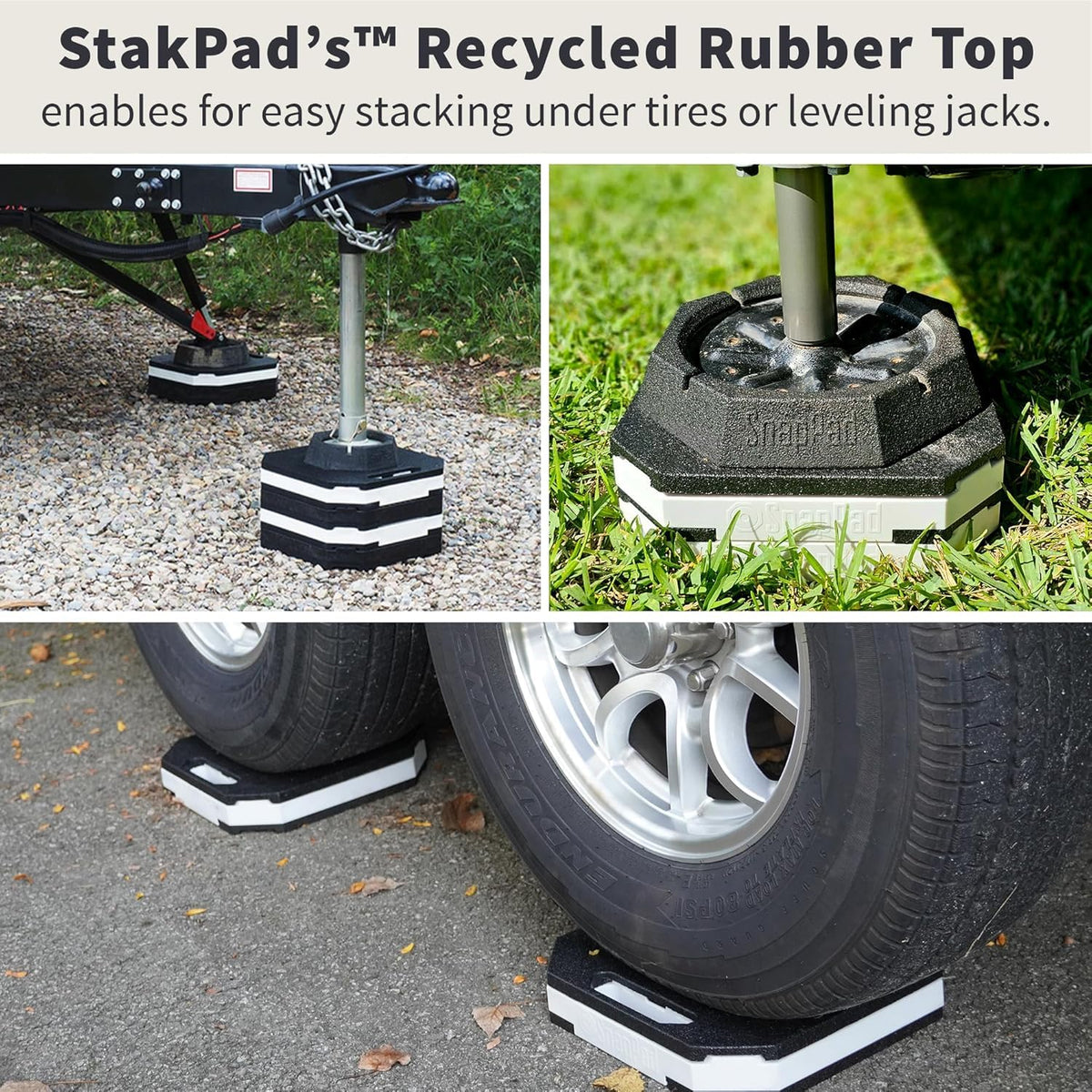 SNAPPAD STK2-GREEN SnapPad StakPad RV Leveling Blocks – Precise Fit for Class A, B & C Motorhomes, Fifth Wheels, Travel Trailers – 12x12” – Bigger Surface Area, More Stability – Pack of 2 Leveling Blocks for RVs - Green