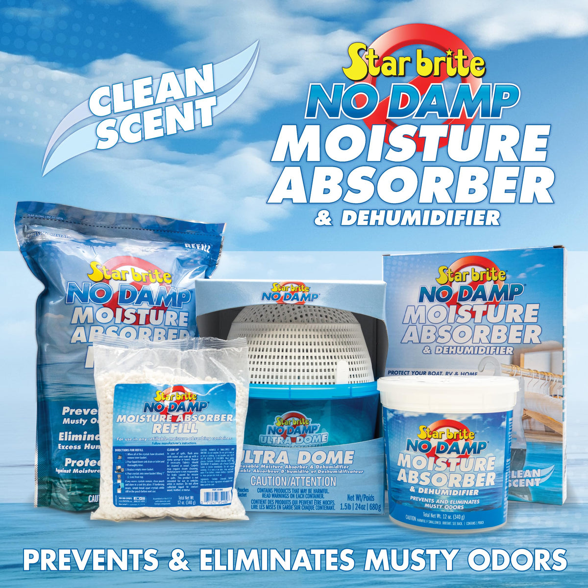 STAR BRITE 085400 STAR BRITE No Damp Moisture Absorber & Dehumidifier - Simple, Portable, Humidity Control for Boats, RVs, Seasonal Homes & More - Prevent Musty Odor & Moisture Damage