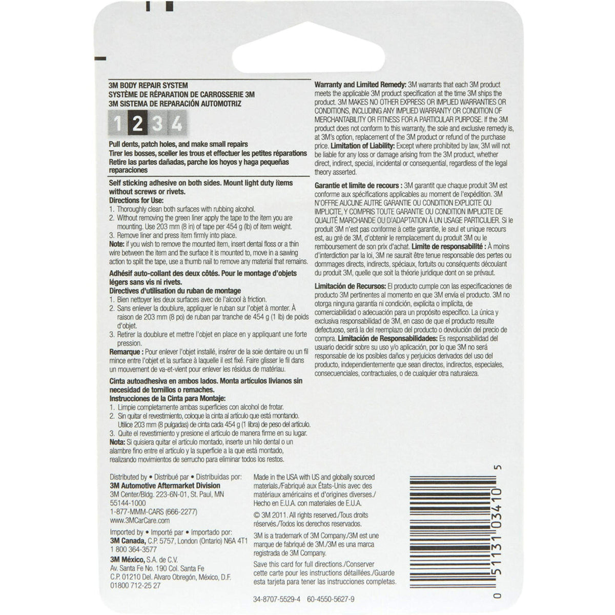 3M 03410 3M Mounting Tape, 03410, 1/2 in x 75 in
