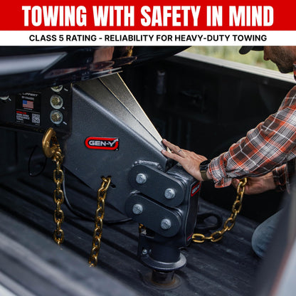 GEN-Y HITCH GH-70684 GEN-Y Hitch Towing Safety Chain for Trailers and RVs - 3/8 Inches x 84 Inches with 2 Safety Slip Hooks for Secure Attachment, 26,000 lbs Break Strength, Grade 70, Class 5 Rating