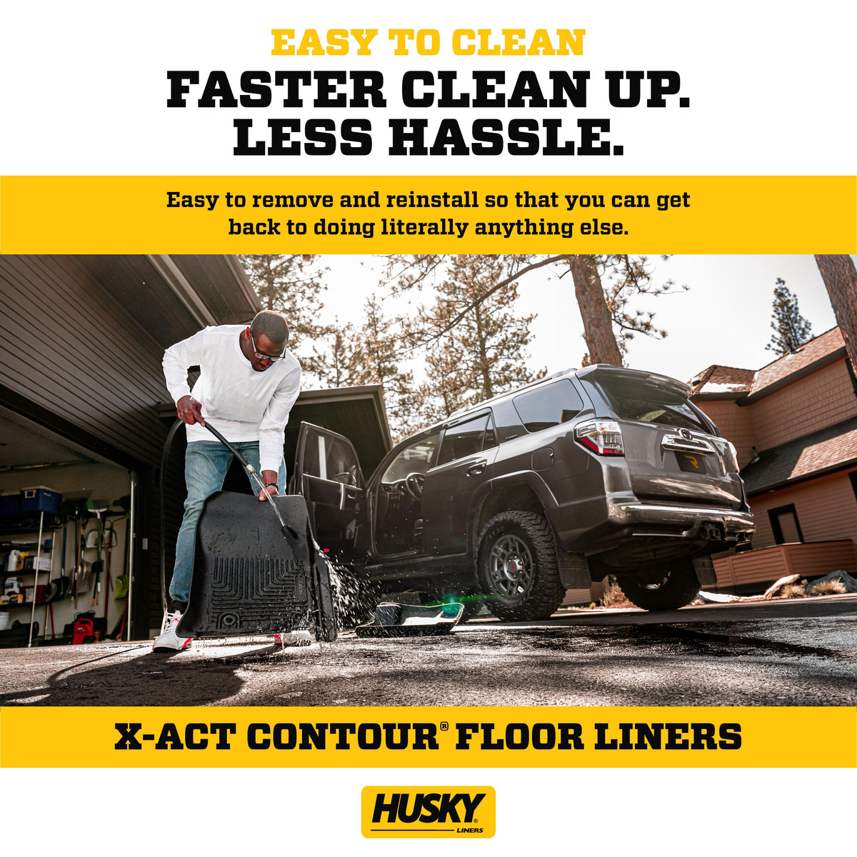 Husky Liners 53798 Husky Liners X-act Contour Floor Mats – Fits 2022-2026 Toyota Tundra, CREWMAX CAB ONLY – Front & 2nd Row, 3-pc Black - 53798