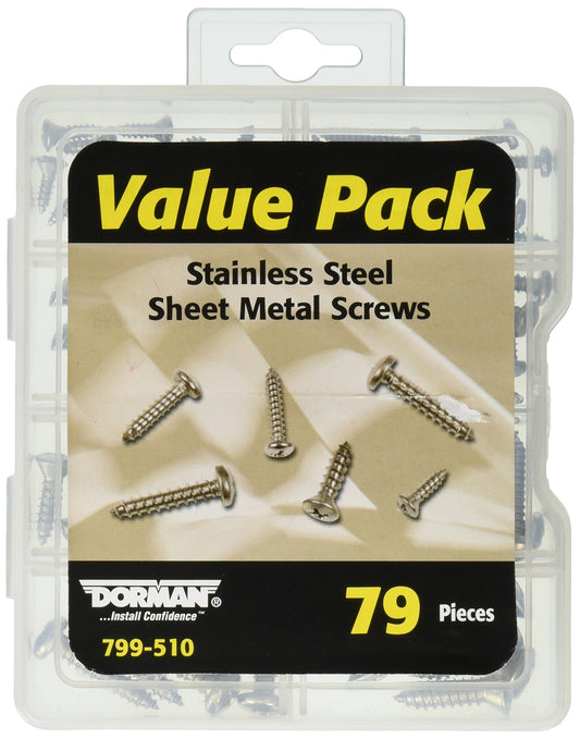 DORMAN 799-510 Dorman - Autograde 799-510 Sheet Metal Screw Stainless Steel Value Pack- 8 Sku's- 79 Pieces
