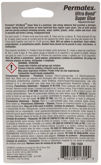 PERMATEX 21309 Permatex 21309 PERMATEX QUICK TITE SUPER GLUE