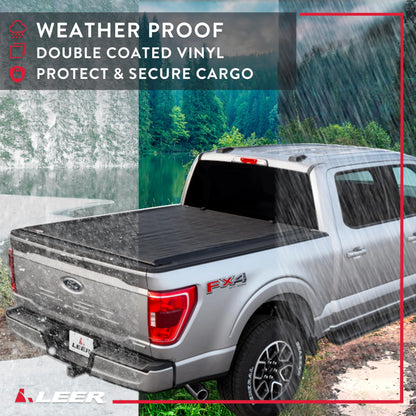 LEER 610320 LEER SR250 Soft Rolling Truck Bed Tonneau Cover, Fits Chevy Silverado and GMC Heavy Duty, Years 2020-2026, 6'9" Truck Bed, Black