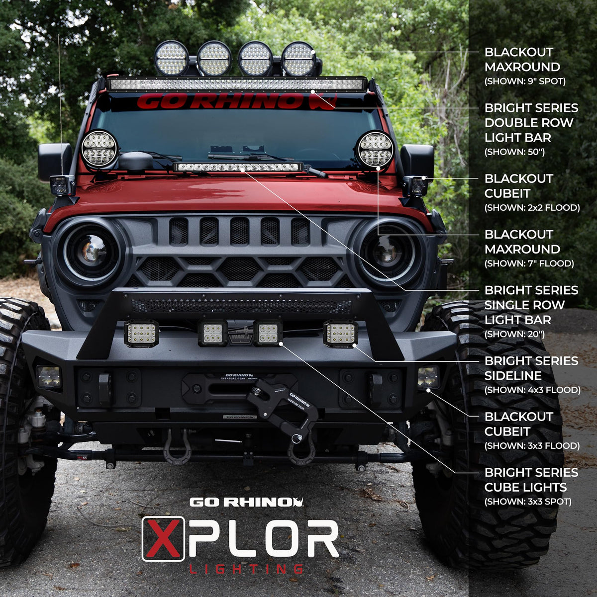 GO RHINO 750723213CSS Go Rhino Xplor Lighting: Bright Series 32" Single Row LED Light Bar | Side & Track Mount, Aluminum, Black | 750723213CSS